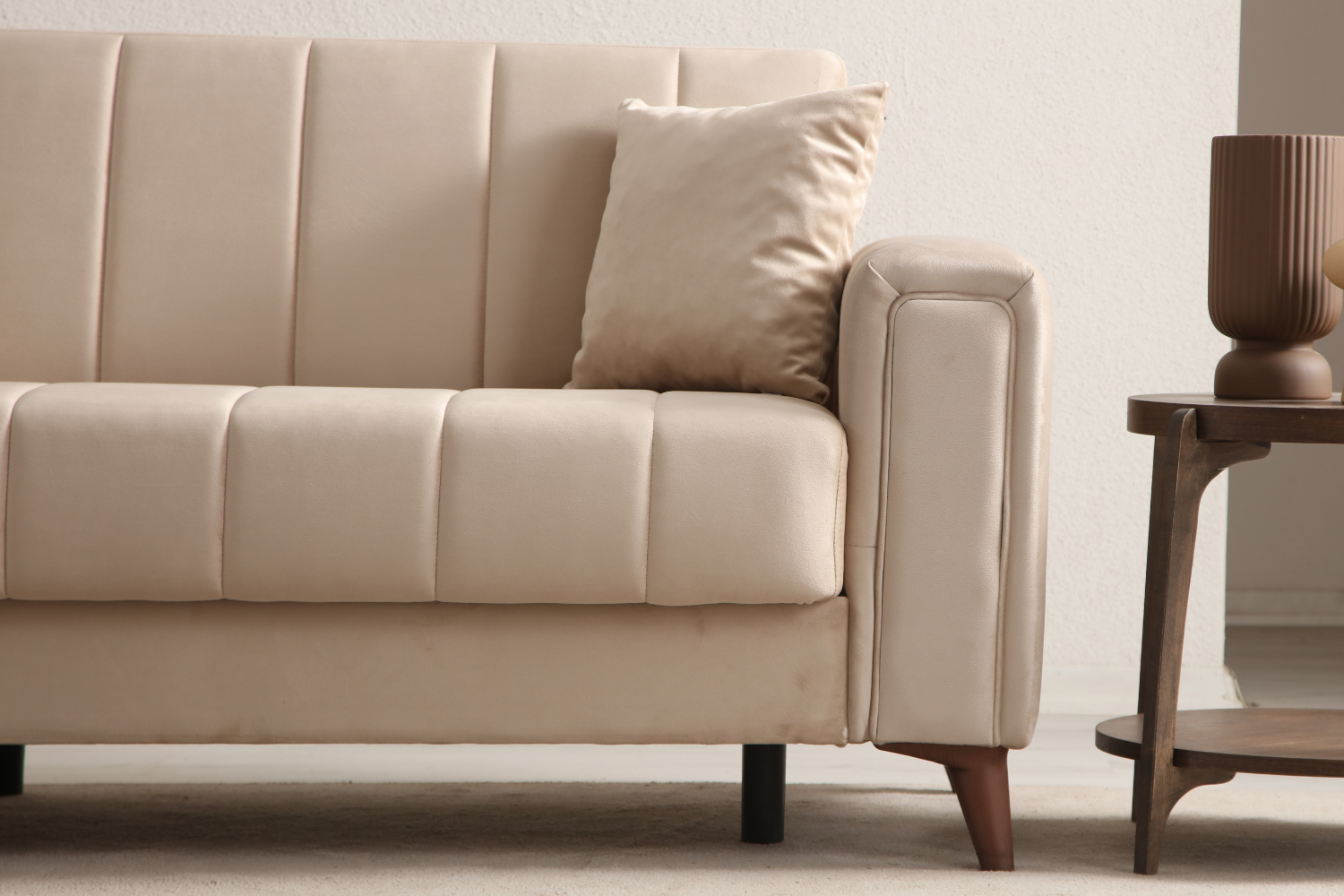 Canapé convertible NOVA velours beige
