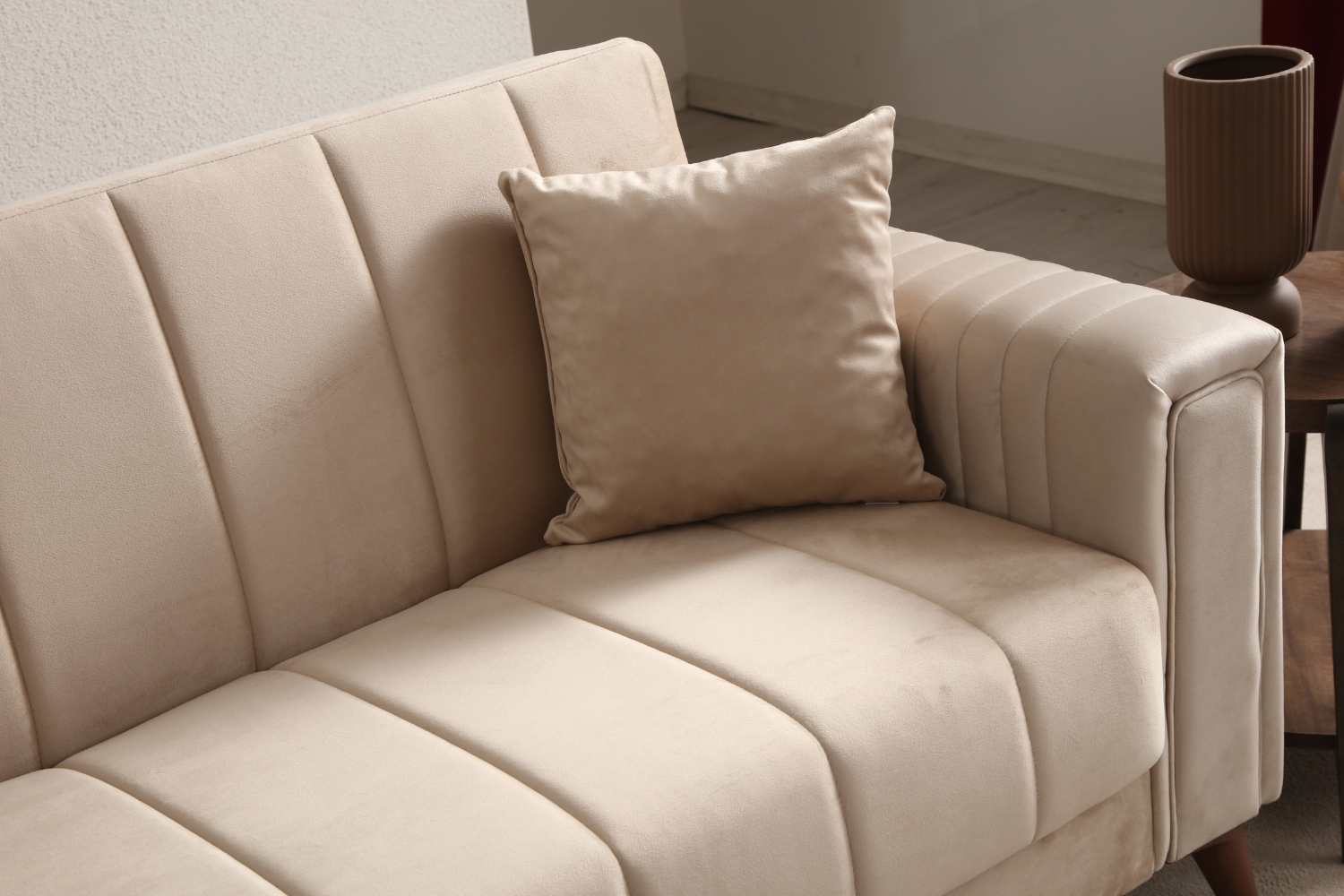 Canapé convertible NOVA velours beige