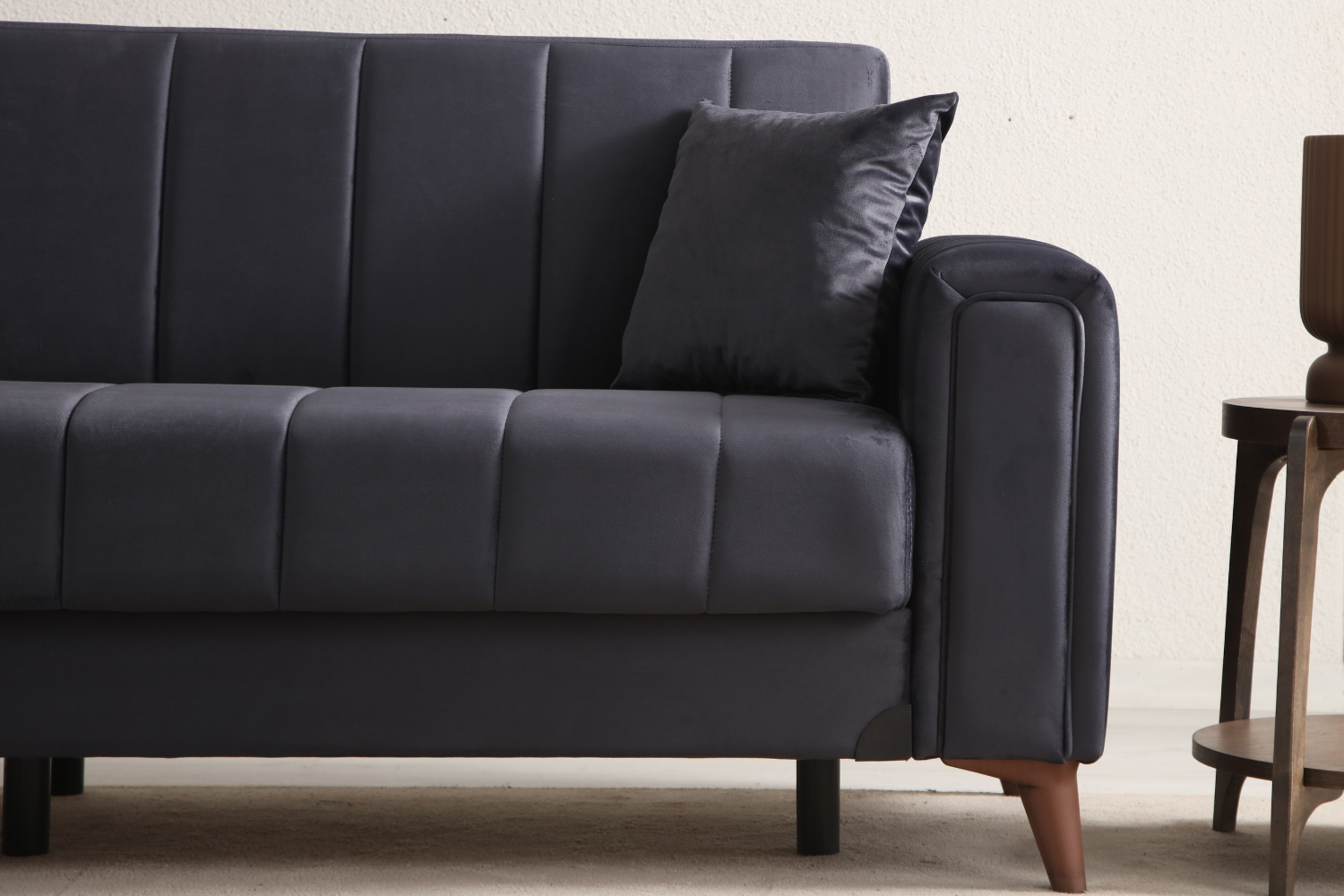 Canapé convertible NOVA velours gris anthracite