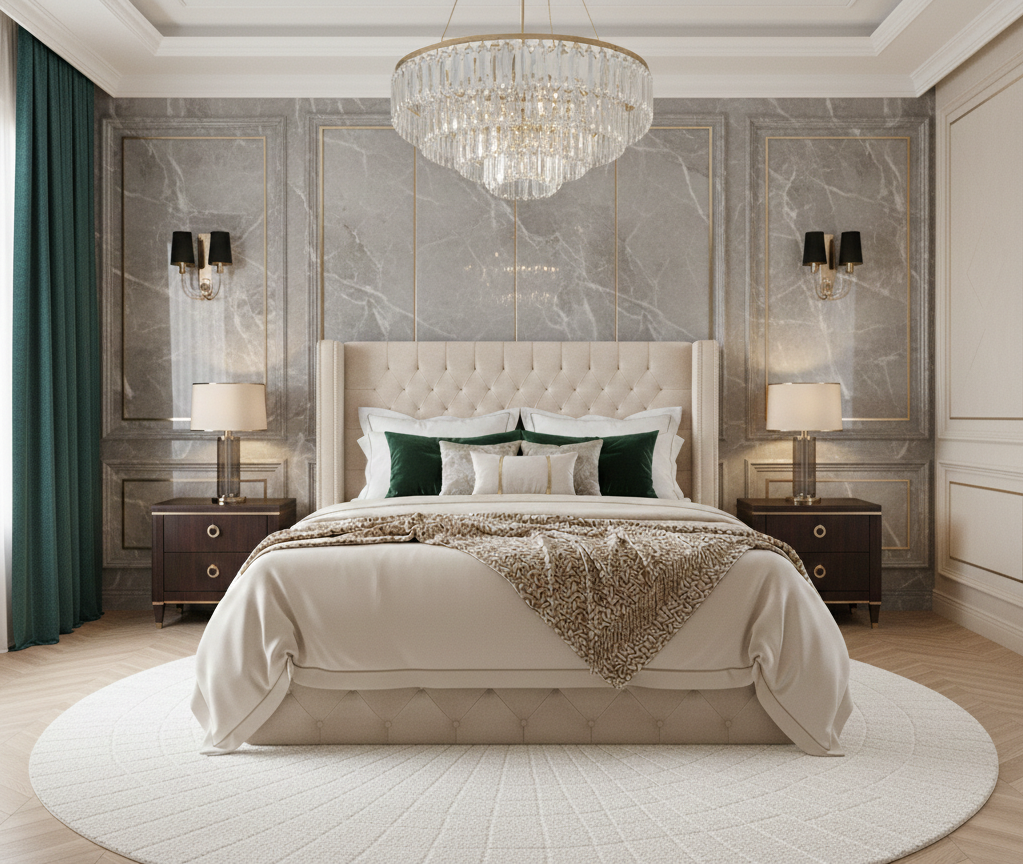 Cadre de Lit Capitonné en Velours, Lit Double Rembourré, Mobilier Chambre Moderne, Beige, Gris, Blanc Casse