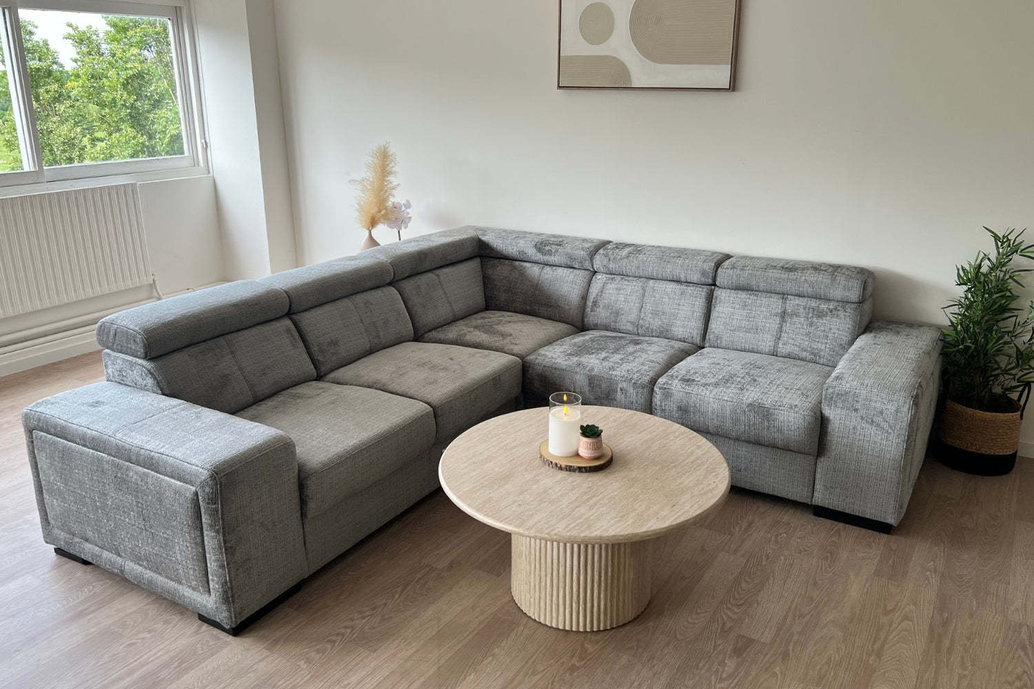 Canapé KAROLA tissu marbella gris anthracite