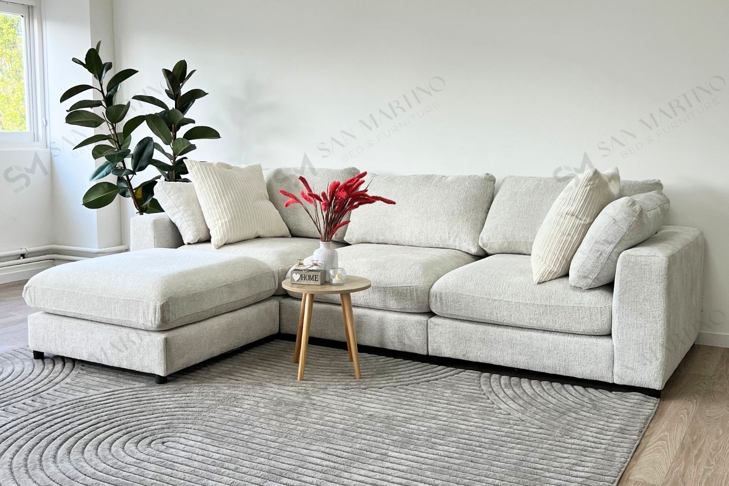 Canapé JULIA modulable chenille 3+1 pouf