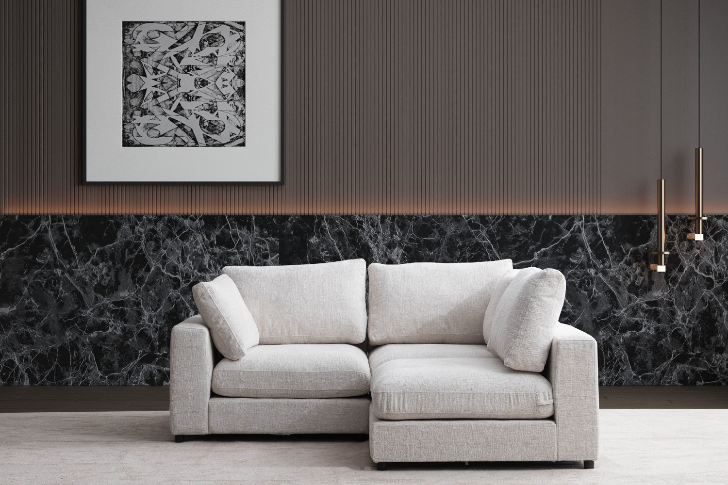 Canapé JULIA modulable chenille 3+1 pouf