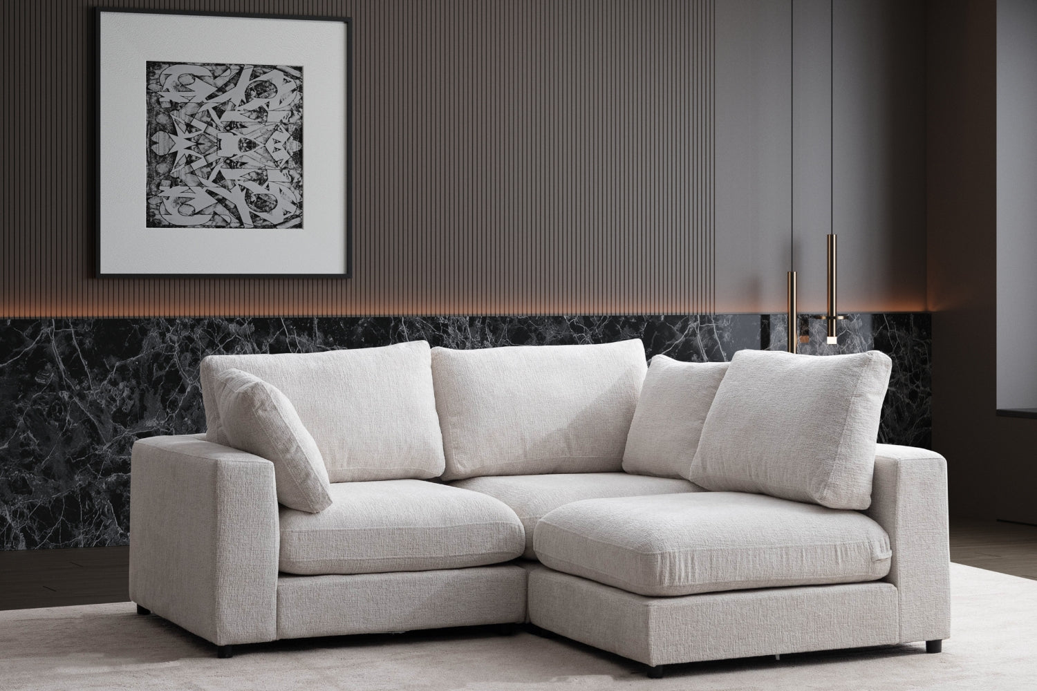Canapé JULIA modulable chenille 3+1 pouf