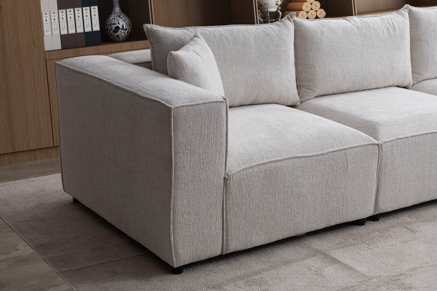 Canapé ELEGANCE modulable 4+1 en chenille avec pouf