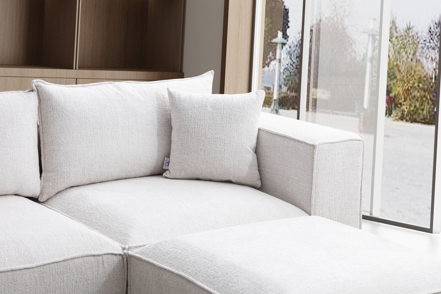 Canapé ELEGANCE modulable 4+1 en chenille avec pouf