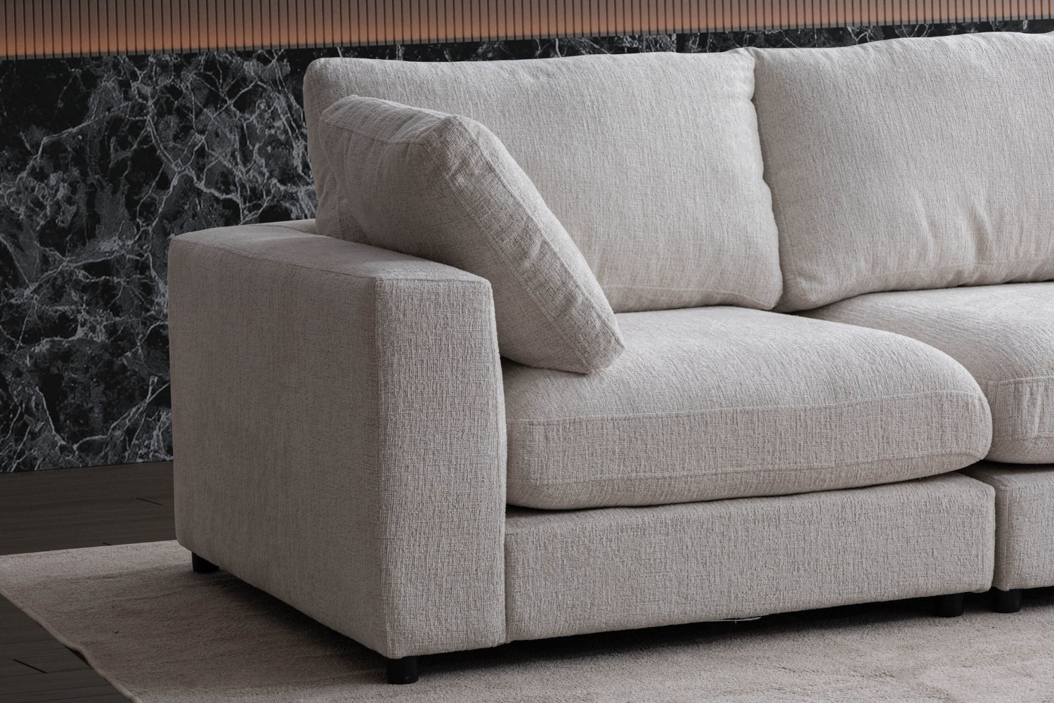 Canapé JULIA modulable chenille 3+1 pouf