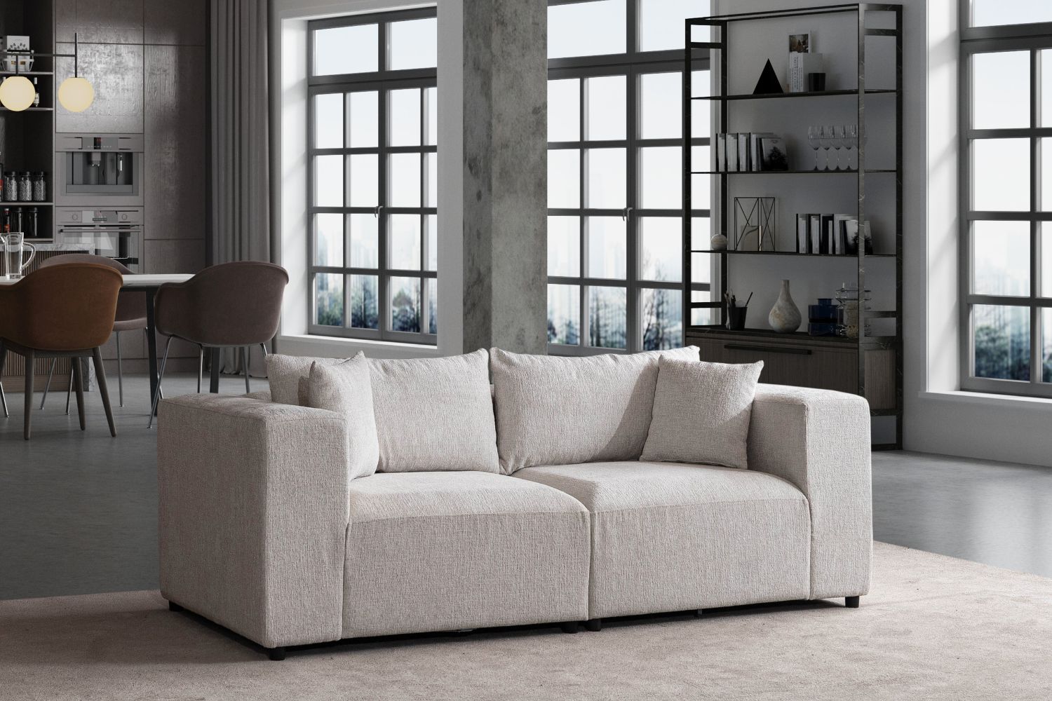 Canapé AZRA modulable chenille blanc cassé