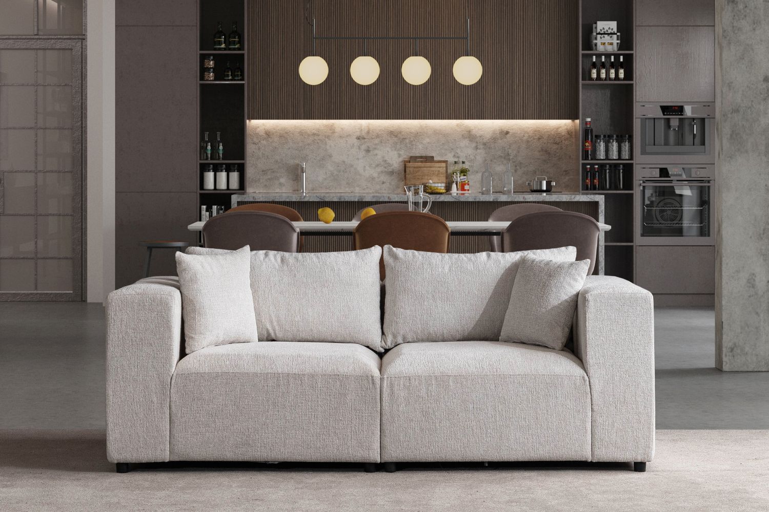 Canapé AZRA modulable chenille blanc cassé