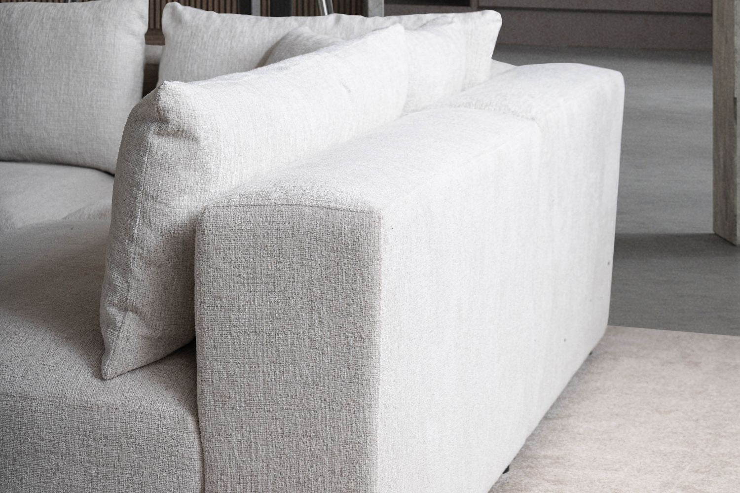 Canapé AZRA modulable chenille blanc cassé