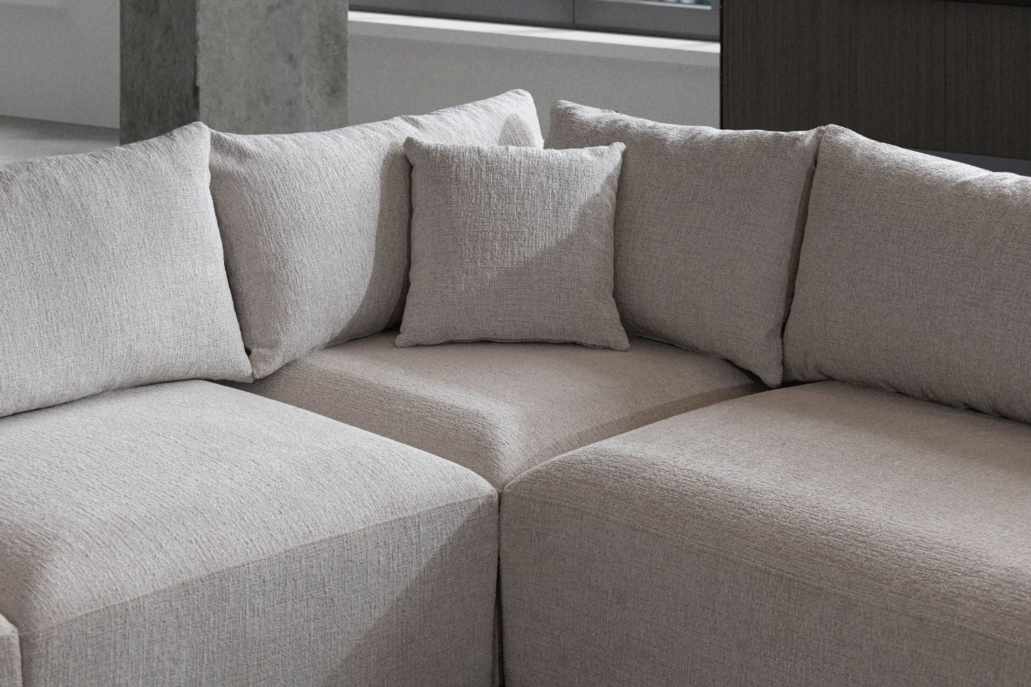 Canapé AZRA modulable chenille blanc cassé