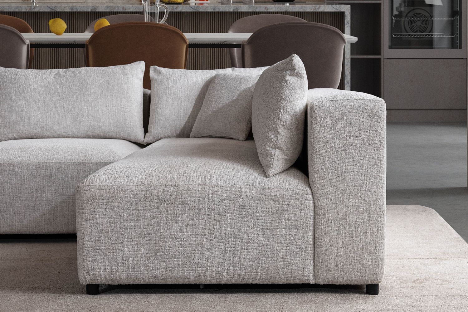 Canapé AZRA modulable chenille blanc cassé