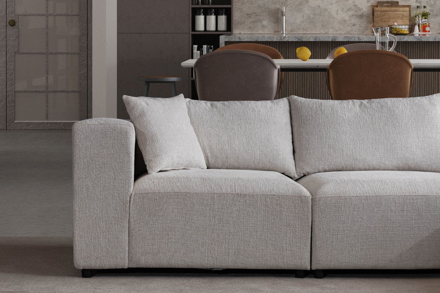 Canapé AZRA modulable chenille blanc cassé
