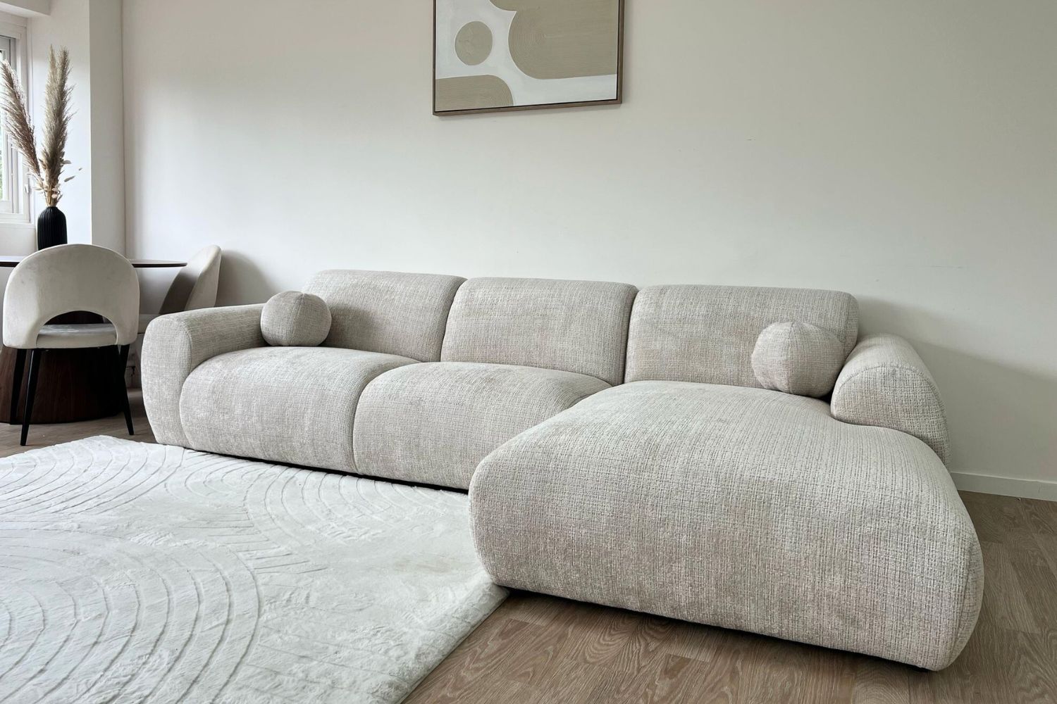 Canapé d'angle CLOUD tissu marbella crème