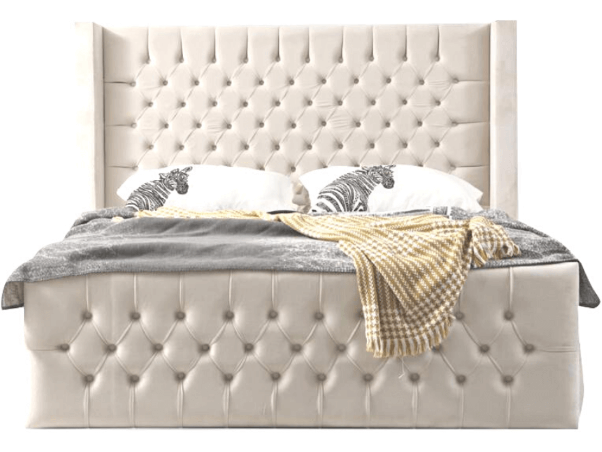 Cadre de lit CLOUTE velours bianca avec ou sans sommier