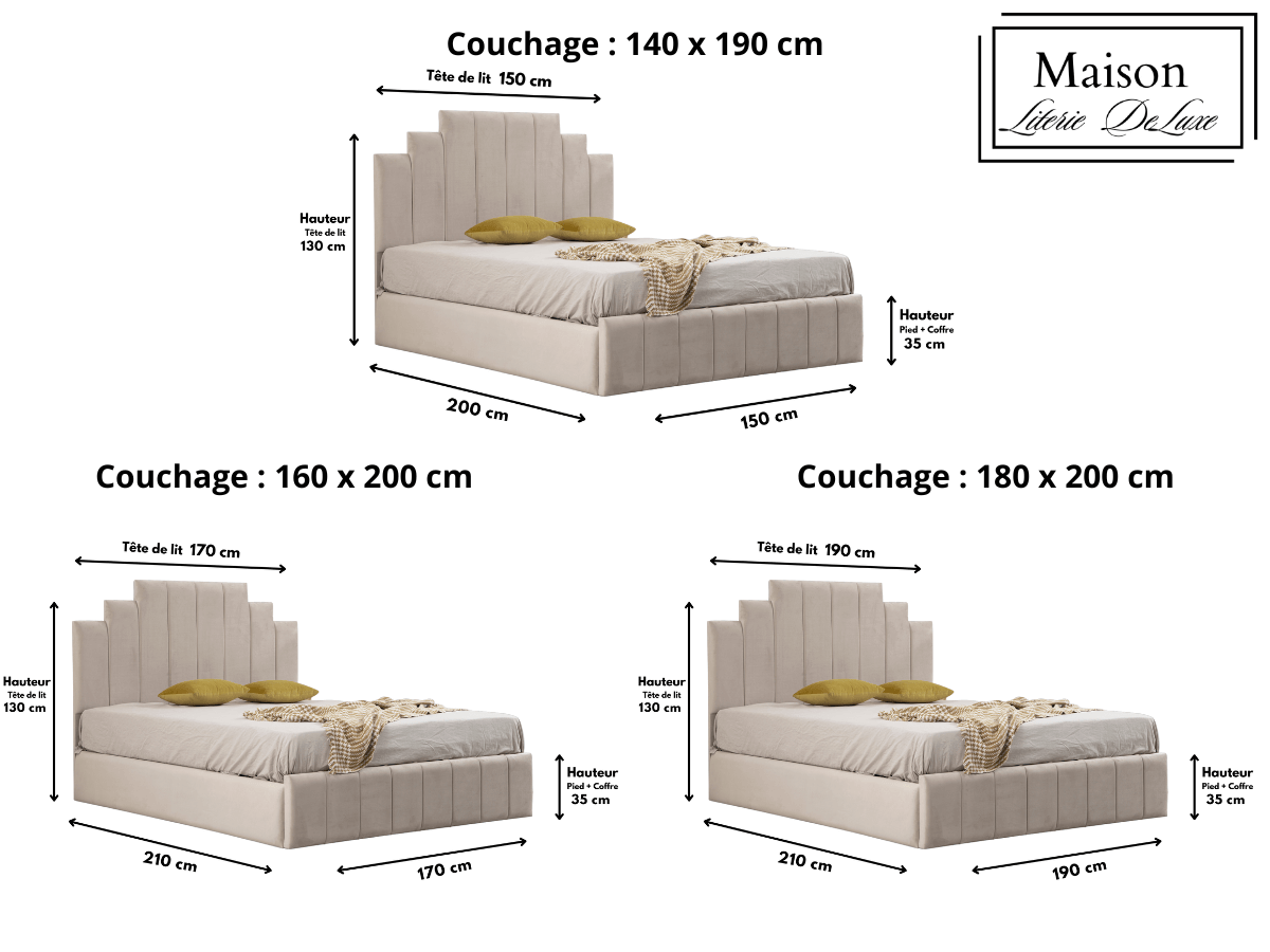 Cadre de lit NATURA velours beige 140x190, 160x200 et 180x200