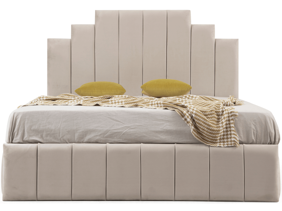 Cadre de lit NATURA velours beige avec ou sans sommier