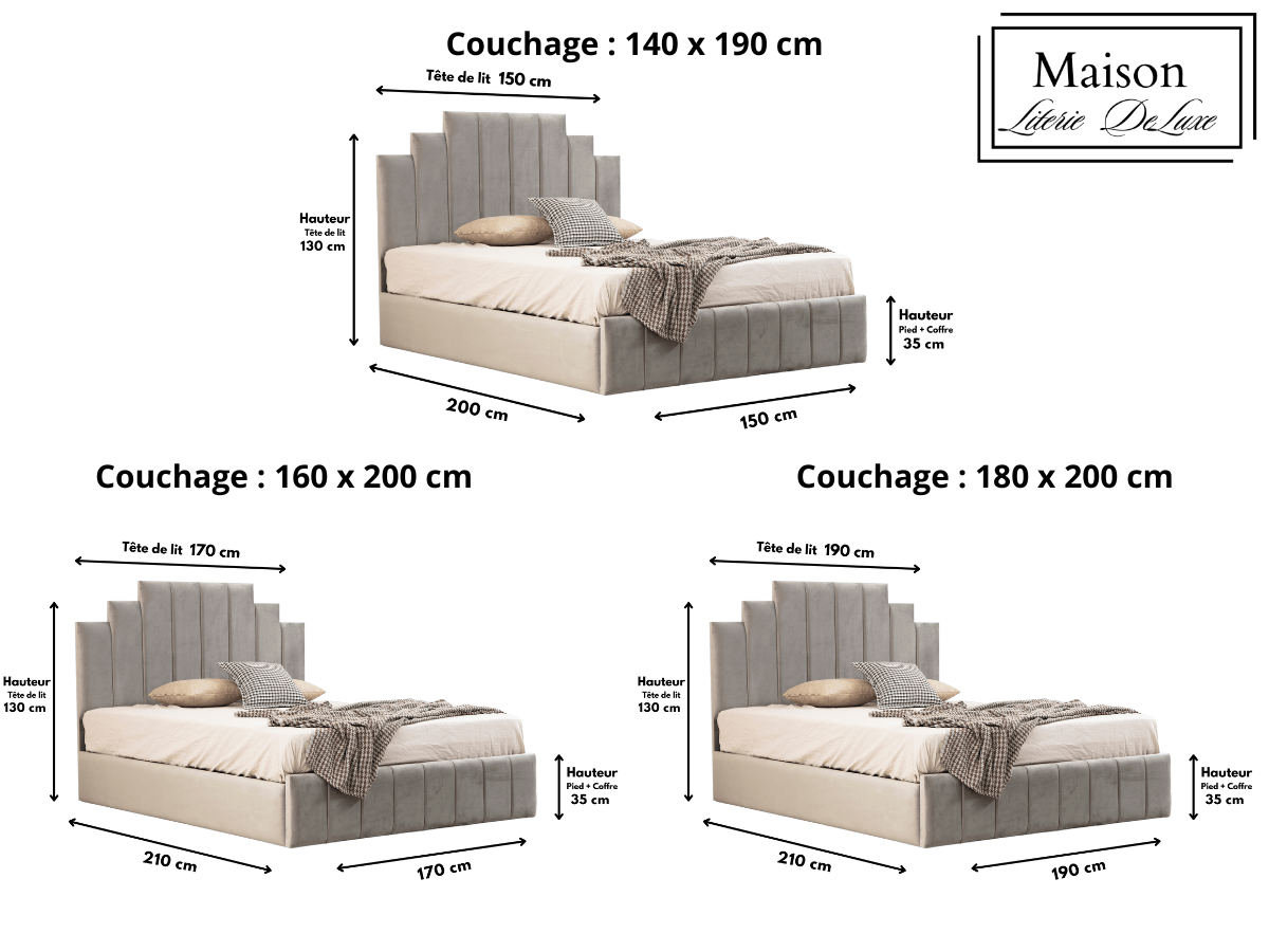 Cadre de lit NATURA velours gris 140x190, 160x200 et 180x200