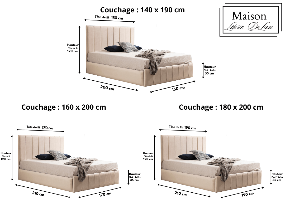 Cadre de lit POLO velours beige 140x190, 160x200 et 180x200