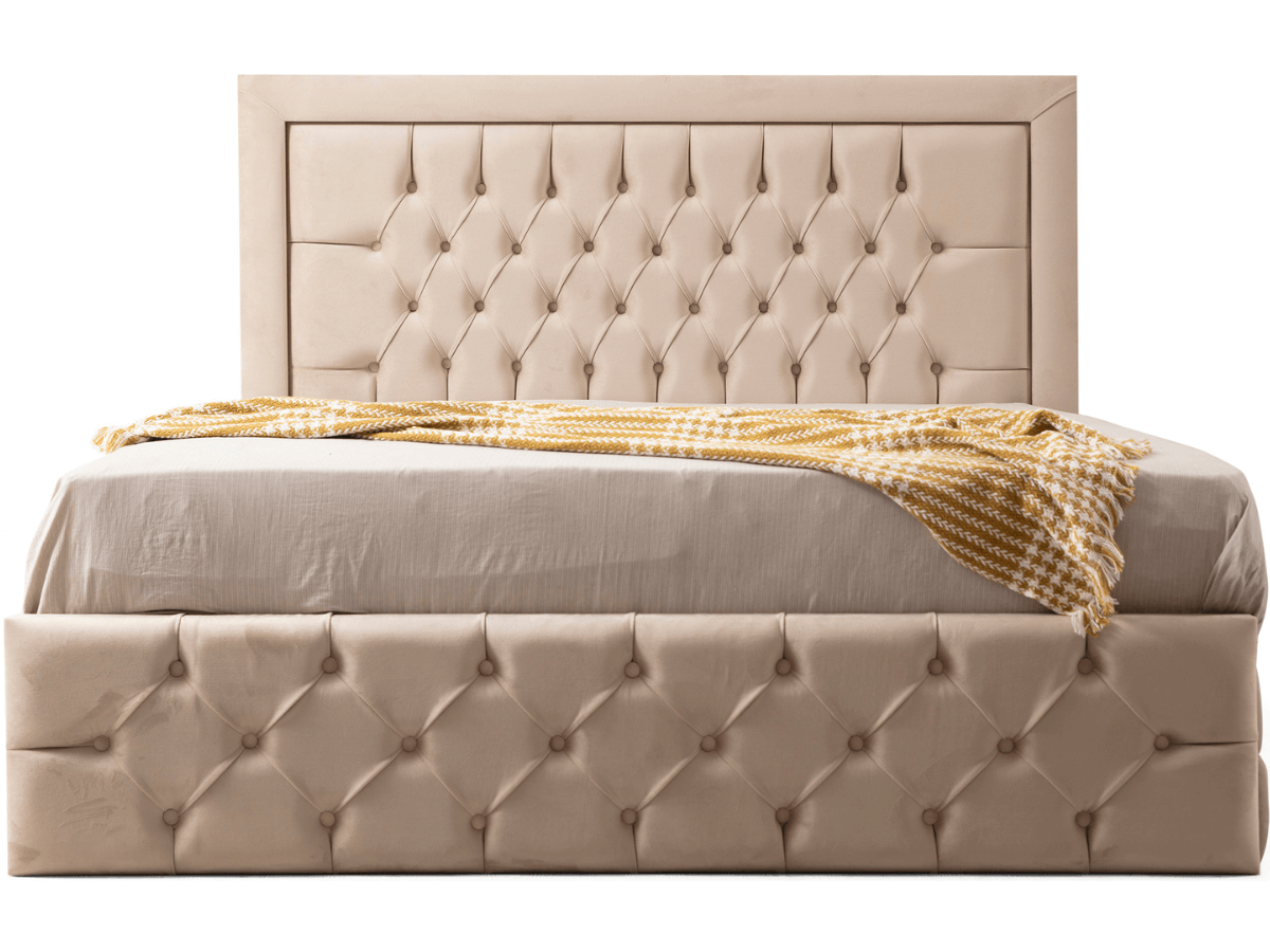Cadre de lit ROMA velours beige avec ou sans sommier