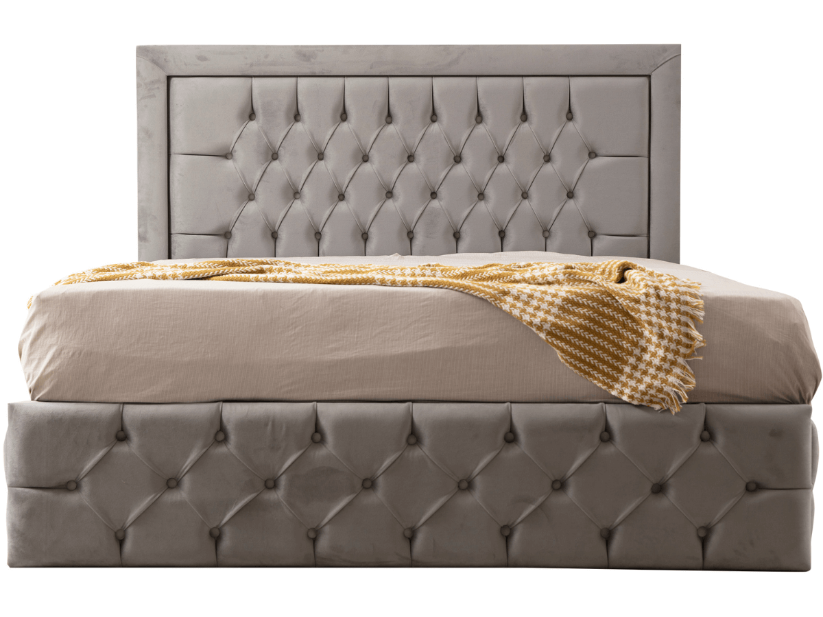 Cadre de lit ROMA velours gris avec ou sans sommier