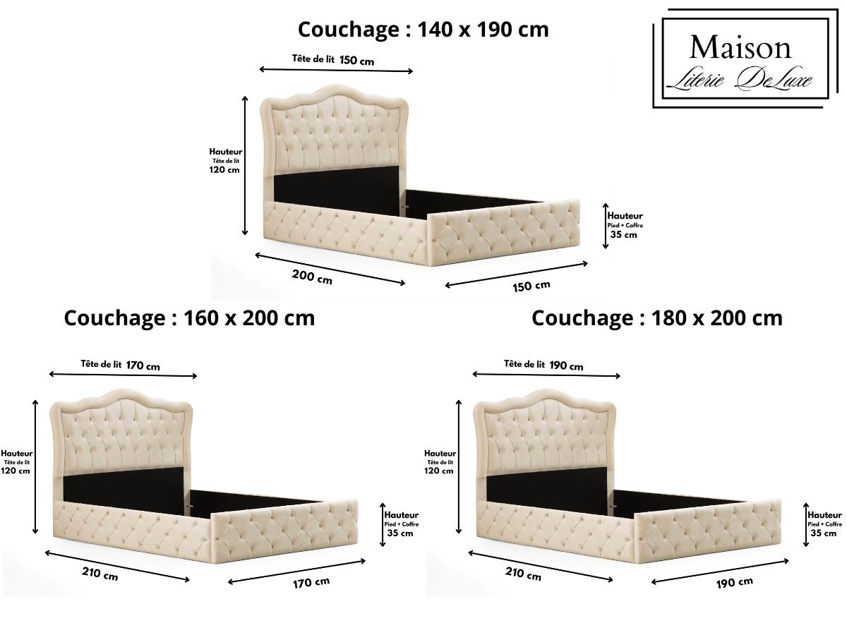 Cadre de lit VENISE velours bianca 140x190, 160x200 et 180x200