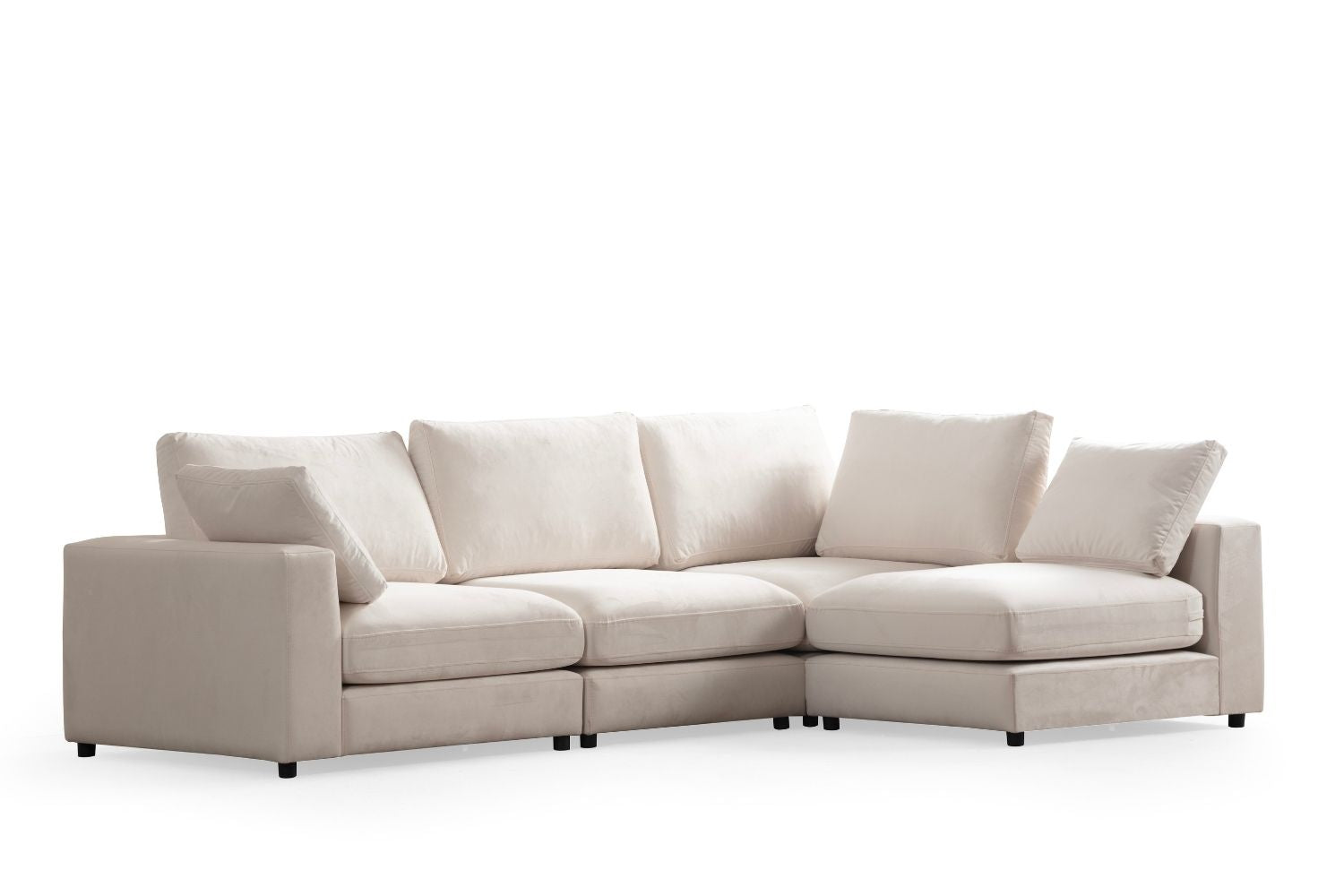 Canapé JULIA Modulable Velours Blanc 4+1 Avec Pouf