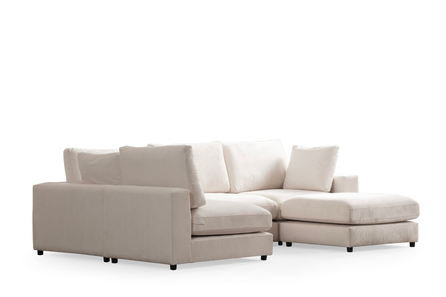 Canapé JULIA Modulable Velours Blanc 4+1 Avec Pouf