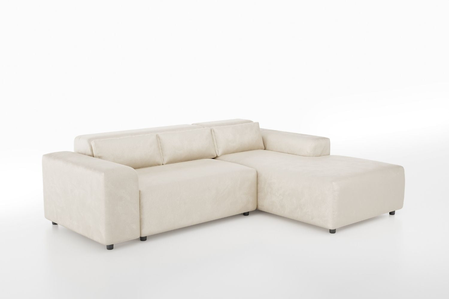 Canapé Moris en Velours Beige Texturé - Vue de profil sans Arrière-plan