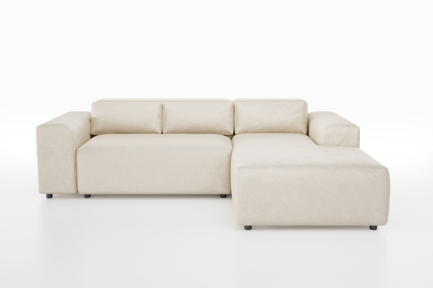 Canapé Moris en Velours Beige Texturé - Vue de face