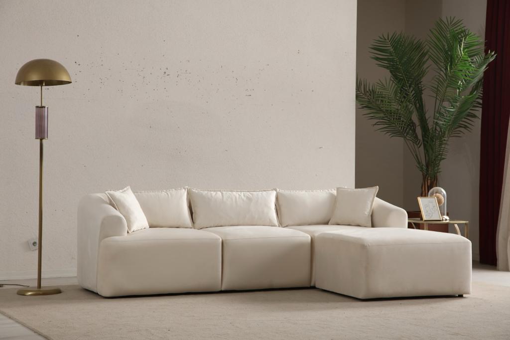 Canapé MILA modulable velours blanc cassé