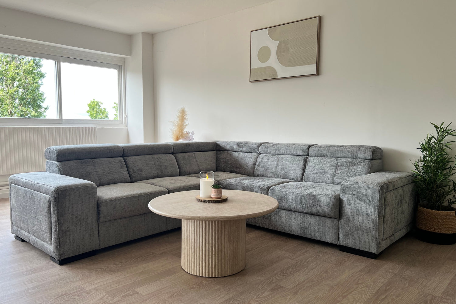 Canapé KAROLA tissu marbella gris anthracite