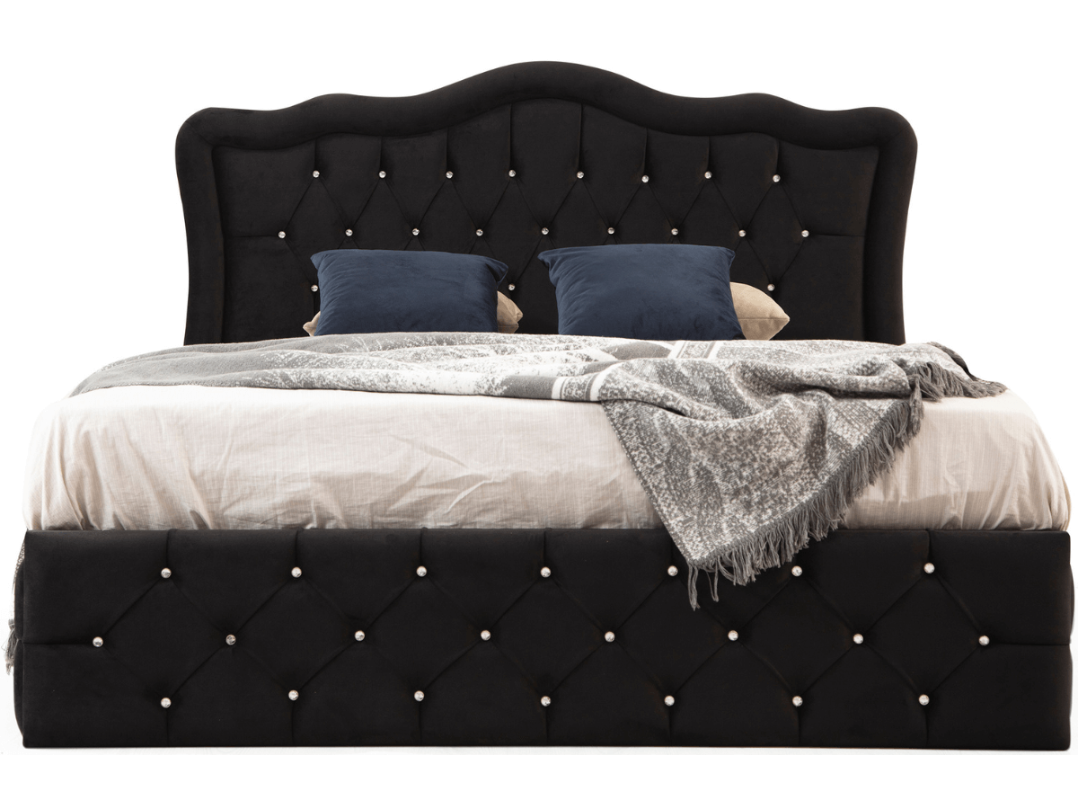 Cadre de lit VENISE velours noir avec ou sans sommier