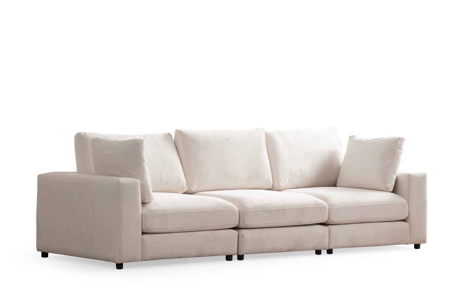 Canapé JULIA Modulable Velours Blanc 3+1 Avec Pouf