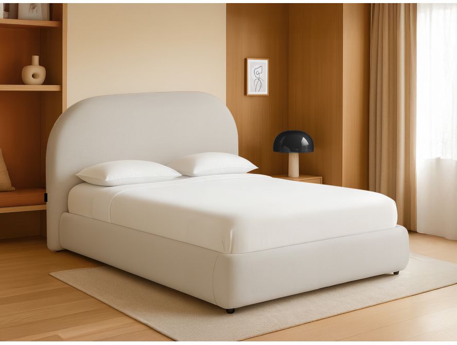Lit coffre NUAGE velours blanc cassé